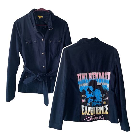 Via Penny Lane Reworked Apparel Jimi Hendrix Experience Custom Navy Blue Jacket - Picture 1 of 11